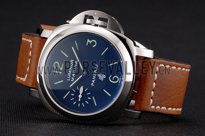 Panerai Luminor Marina Stainless Steel Bezel Brown Leather Bracelet 622313