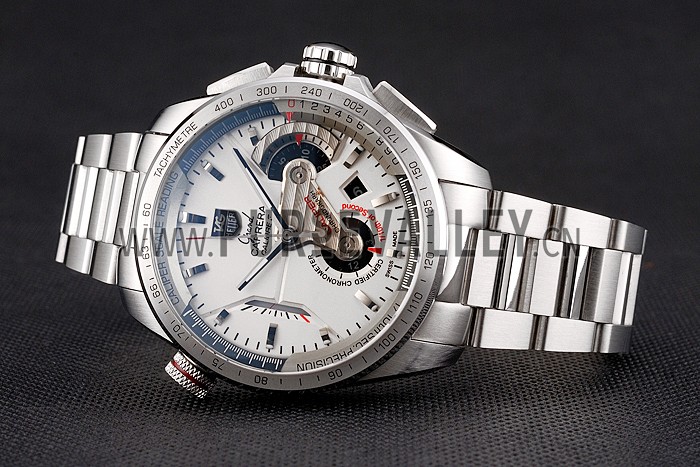 Tag Heuer Swiss Carrera Tachymeter Bezel Stainless Steel White Dial