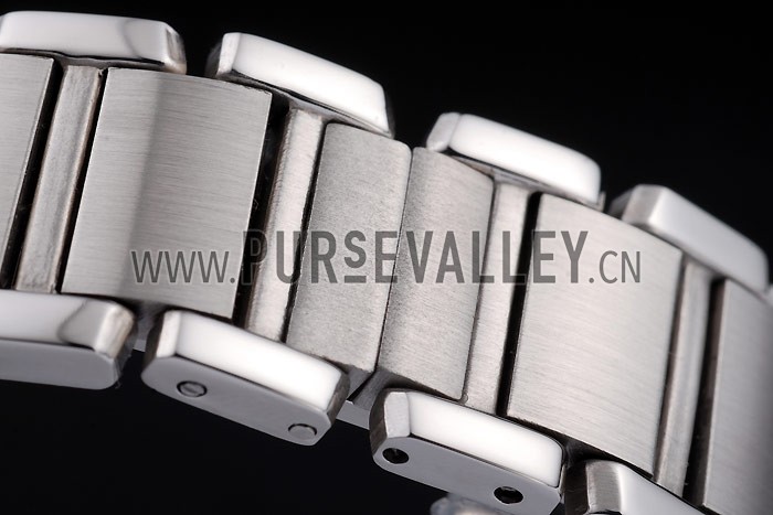 Cartier Tank Anglaise 20mm White Dial Diamonds Steel Case Stainless Steel Bracelet