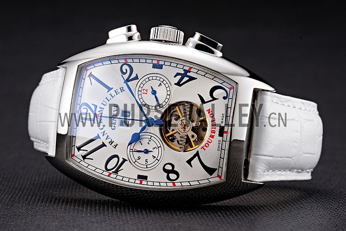 Franck Muller Casablanca White Croco Leather Strap White Dial 80281