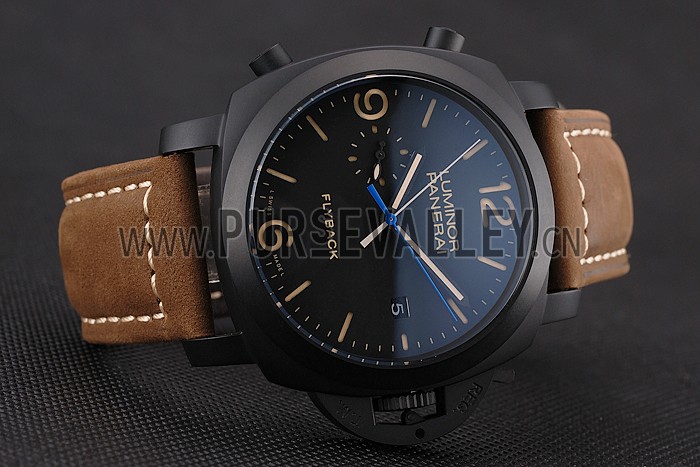 Panerai Luminor 1950 3 Days Chrono Flyback Black Dial Black Case Brown Leather Strap