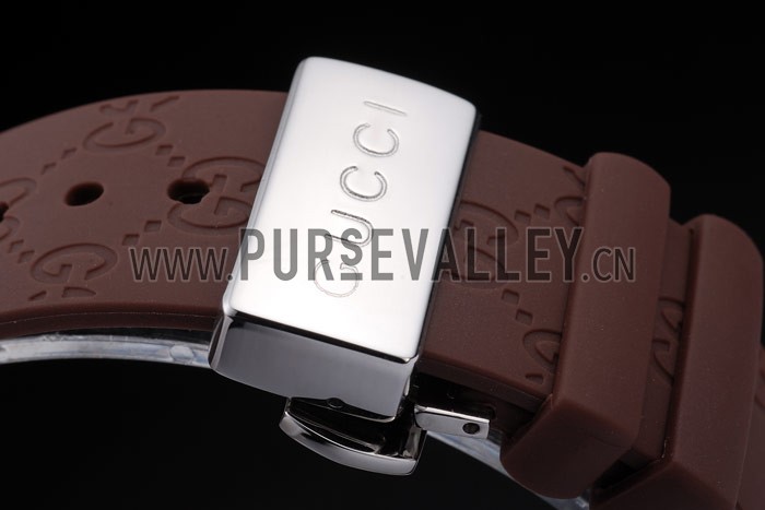 Gucci Brown Rubber Band White Round Dial 2165-296