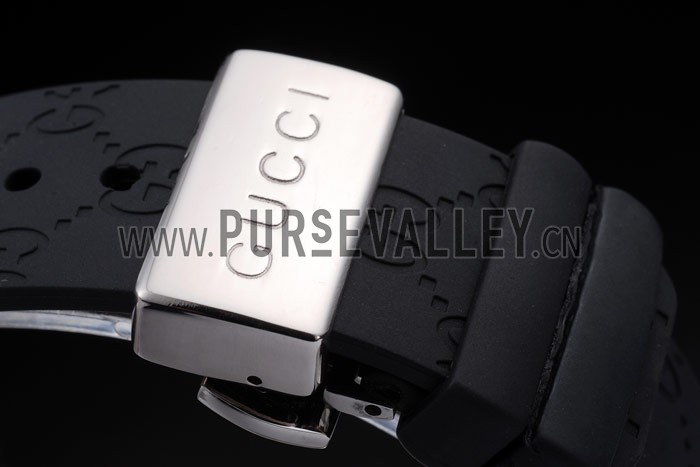 Gucci Black Rubber Band Black Round Dial 2165-297