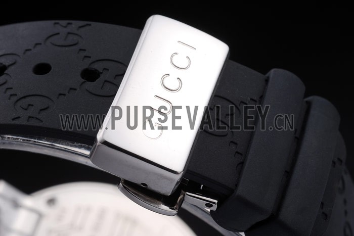 Gucci Black Rubber Band White Round Dial 2165-299