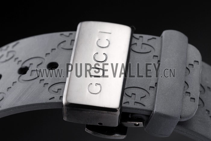 Gucci Black Rubber Band Black Round Dial 2165-300