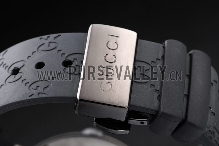 Gucci Black Rubber Band Black Round Dial 2165-312