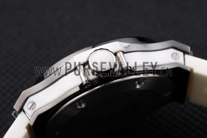 Hublot Big Bang Black Bezel Black Dial White Rubber Strap