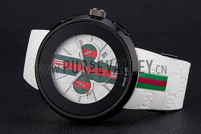 Gucci White Rubber Band White Round Dial 2165-310