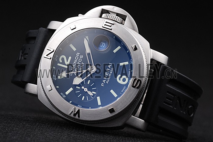 Panerai Luminor Brushed Stainless Steel Case Black Dial Black Rubber Strap 98164