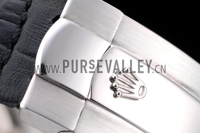 Rolex Daytona Stainless Steel Case Blue Dial Black Leather Strap