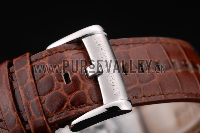 Emporio Armani Meccanico Brown Leather Strap Open Dial 98255