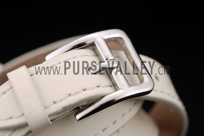 Hermes Classic MOP Dial White Elongated Leather Strap