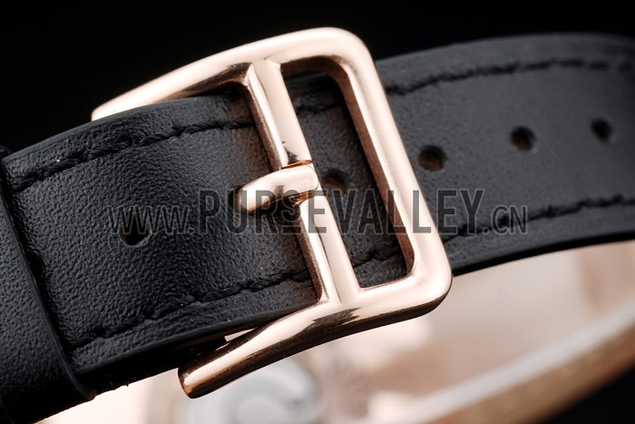 Hermes Classic MOP Dial Black Leather Strap