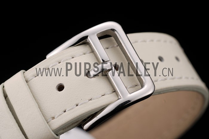 Hermes Classic MOP Dial White Leather Strap