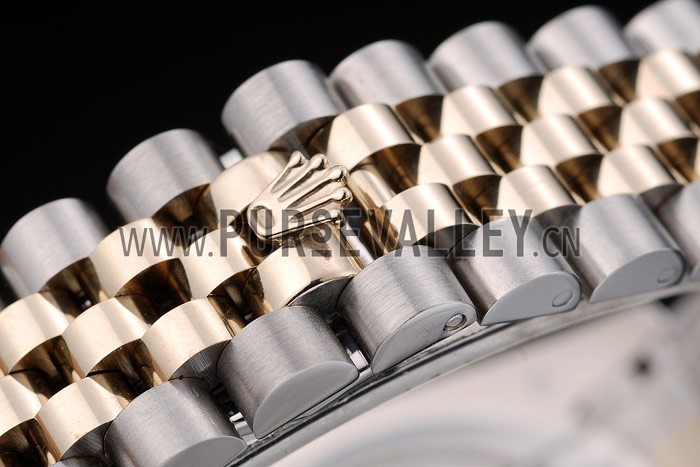 Rolex DateJust Gold Stainless Steel Ribbed Bezel Goldish Dial 41978