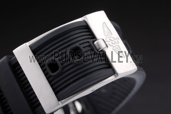 Breitling Chronomat Rose-Gold Highlight Ribbed Black Rubber Strap White Dial