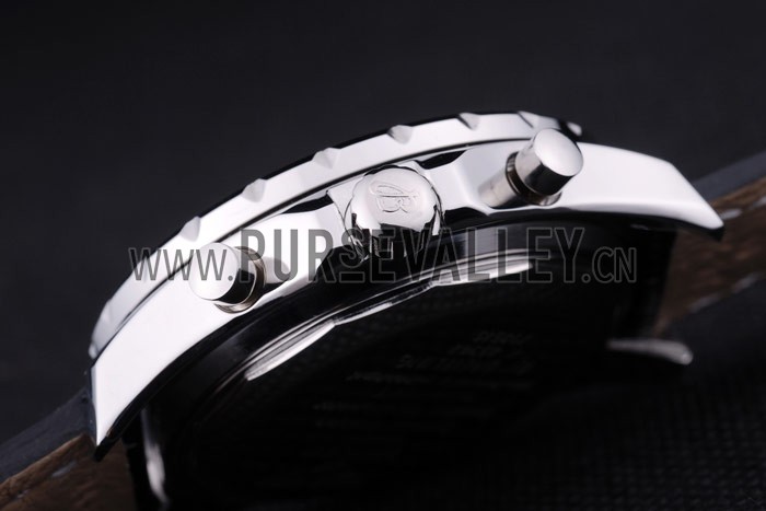 Breitling Bentley Chronograph Black Dial Black Leather Strap
