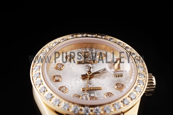 Rolex Datejust 18k Yellow Gold Plated Stainless Steel Diamond Plated 98076