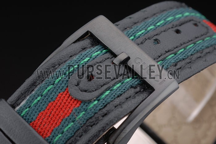 Gucci Black Leather Strap Black Ceramic Bezel Black Dial 80220