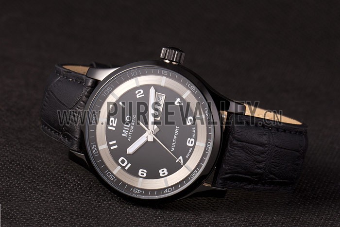 Mido Multifort Black Croco Leather Strap Black-Silver Dial 80296