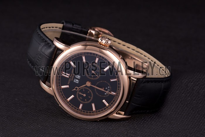 Patek Philippe Grand Complications Rose Gold Bezel Black Croco Strap 80292