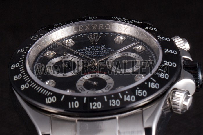 Rolex Daytona Stainless Steel Black Enameled Black Dial