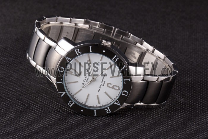 Bvlgari Bvlgari 42mm White Dial Stainless Steel Case Black Bezel Two Tone Steel Bracelet