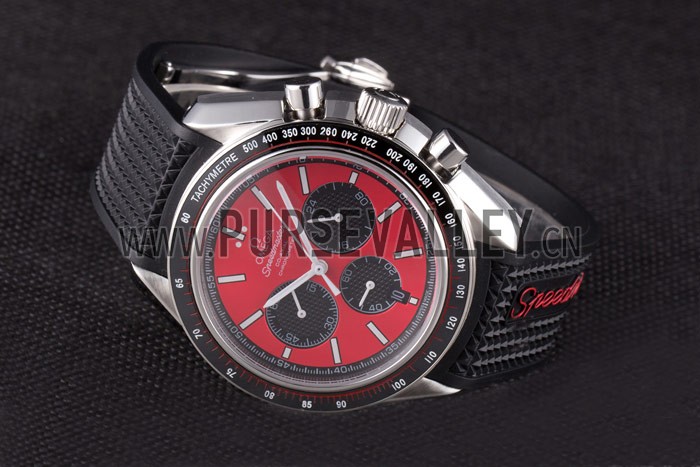 Omega Speedmaster Black Rubber Bracelet Red Dial 801421