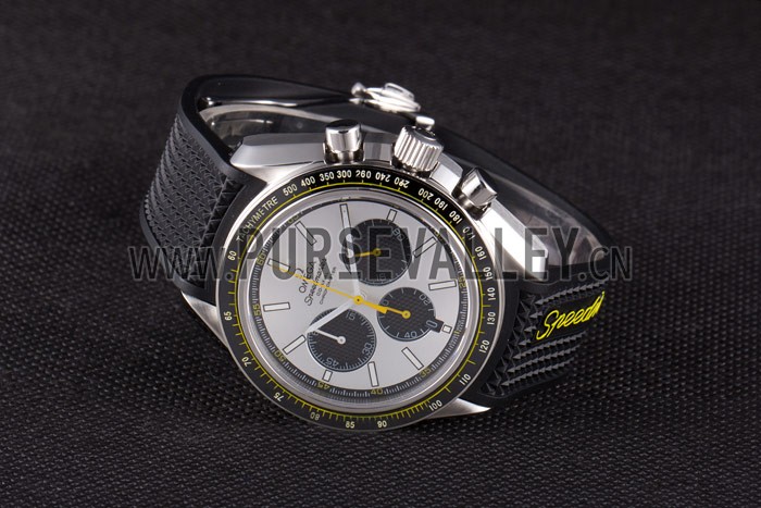 Omega Speedmaster Black Rubber Bracelet White Dial 801422