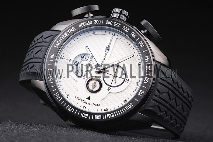 Porsche Regulator Power Reserve Black Case White Dial