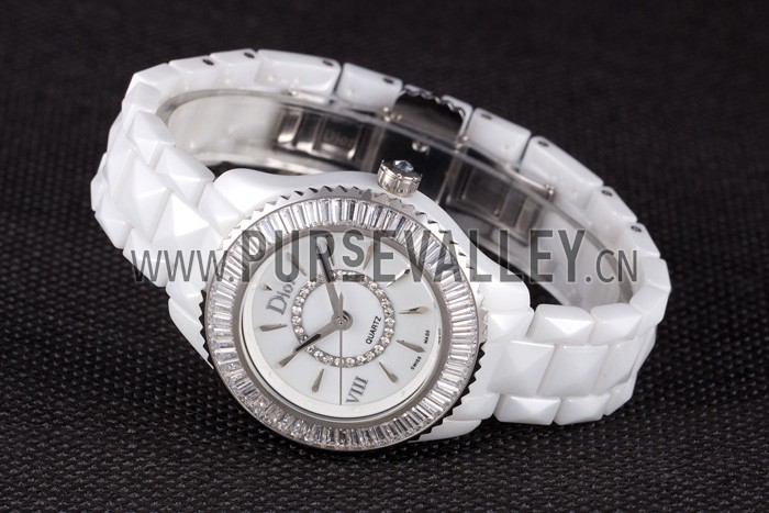 Dior VIII Baguette Cut White Diamonds with Diamond Encrusted Dial cd06 621359