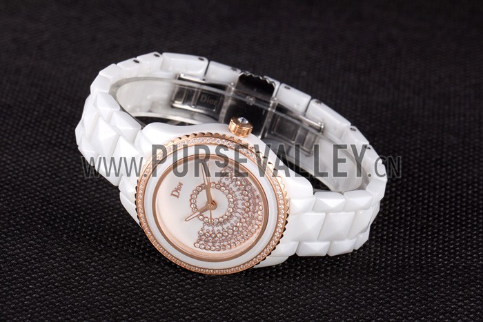 Dior VIII Grand Bal Rose Gold Bezel White Bracelet cd07 621360