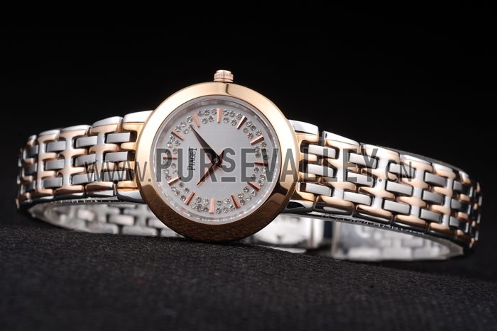 Piaget Traditional Gold Case Double Studded Minute Markers White Dial