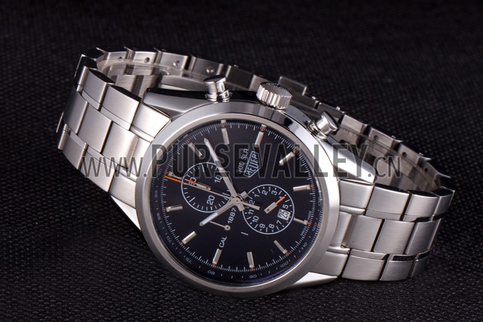 Tag Heuer SLR Polished Stainless Steel Case Black Dial Stainless Steel Strap