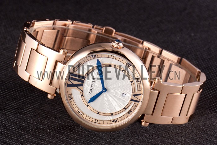 Cartier Ballon Bleu Rose Gold Stainelss Steel Strap White Dial 621453