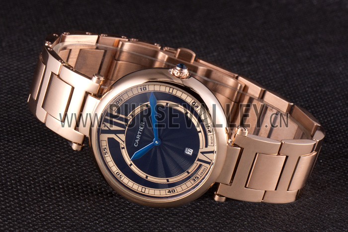 Cartier Ballon Bleu Rose Gold Stainelss Steel Strap Black Dial 621454
