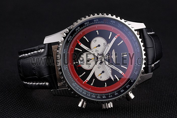 Breitling Certifie Black Leather Strap Black Dial Chronograph 80176