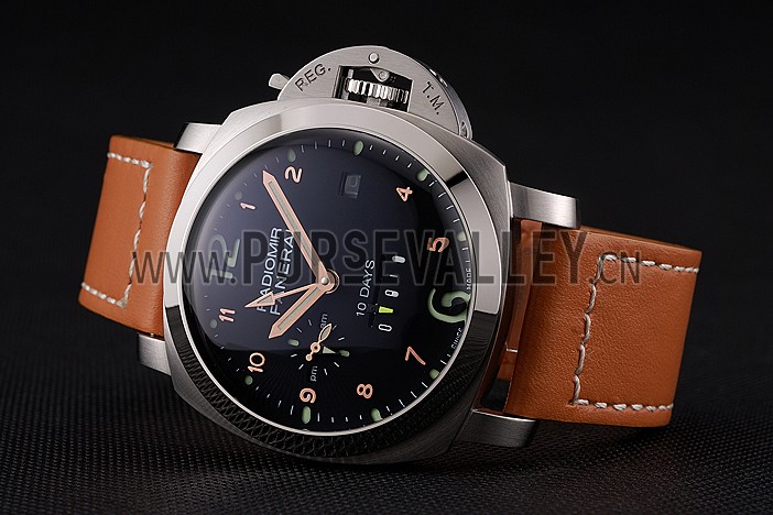 Panerai Radiomir Stainless Steel Bezel Orange Leather Bracelet 622317