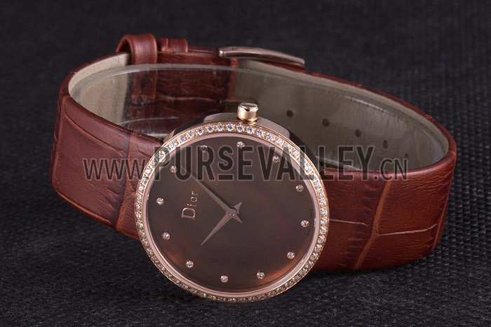 La D de Dior Brown Leather Strap with Brown Dial 621511