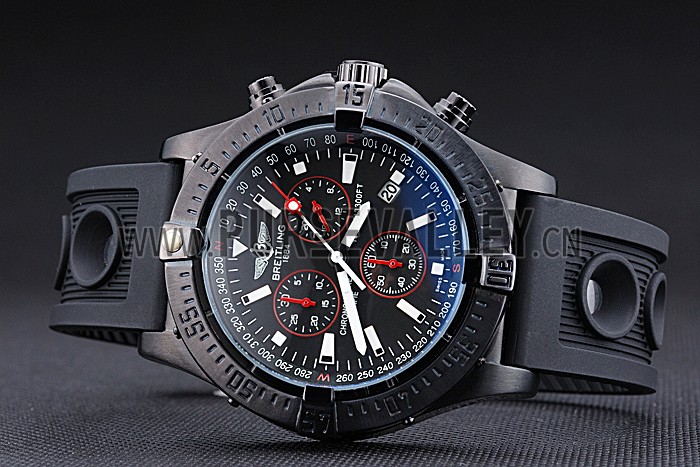 Breitling Avenger Seawolf Ion Plated Steinless Steel Case Black Dial Rubber Bracelet 622240