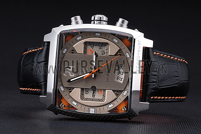 Tag Heuer Monaco 24 Calibre 36 Chronograph Gold And Beige Dial Black Leather Strap 622274