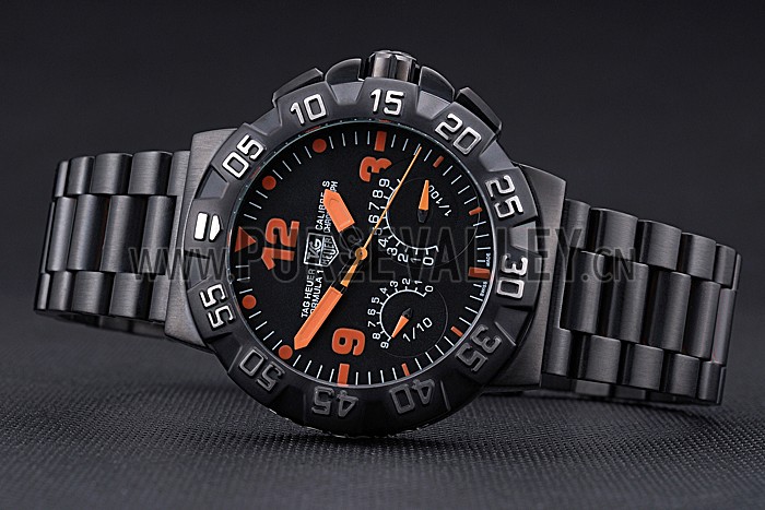 Tag Heuer Formula One Calibre S Black Dial Orange Numerals Ion Plated Steinless Steel Bracelet 622300