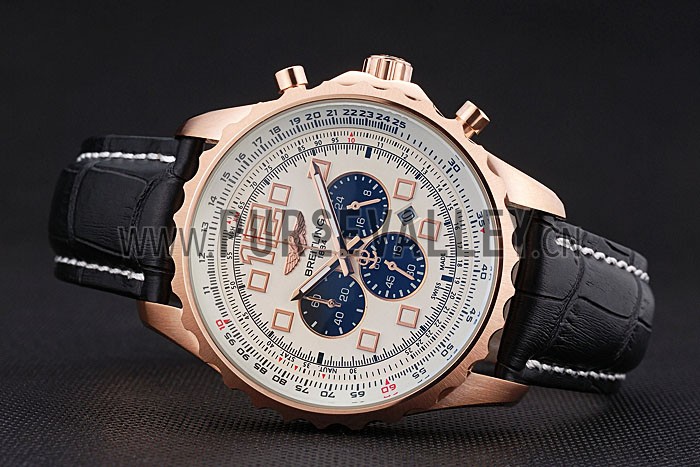 Breitling Navitimer Rosegold Bezek Leather Strap White Dial