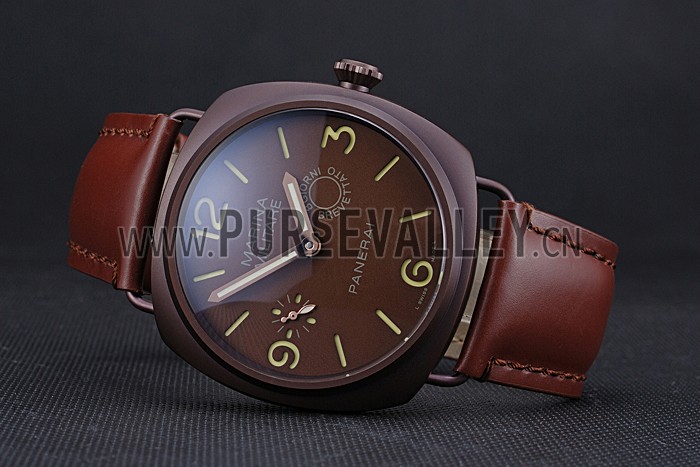 Panerai Luminor Marina Militare Purple Stainless Steel Bezel Brown Bracelet 622321