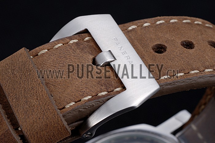 Panerai Luminor Marina Stainless Steel Bezel Khaki Leather Bracelet 622322