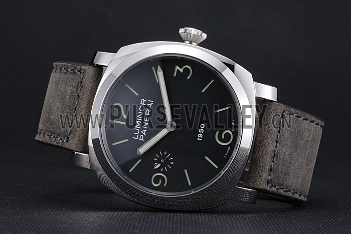 Panerai Luminor Stainless Steel Bezel Grey Leather Bracelet 622323