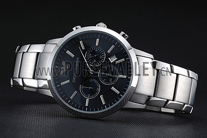 Emporio Armani Classic Chronograph Dark Blue Dial Stainless Steel Bracelet 622338