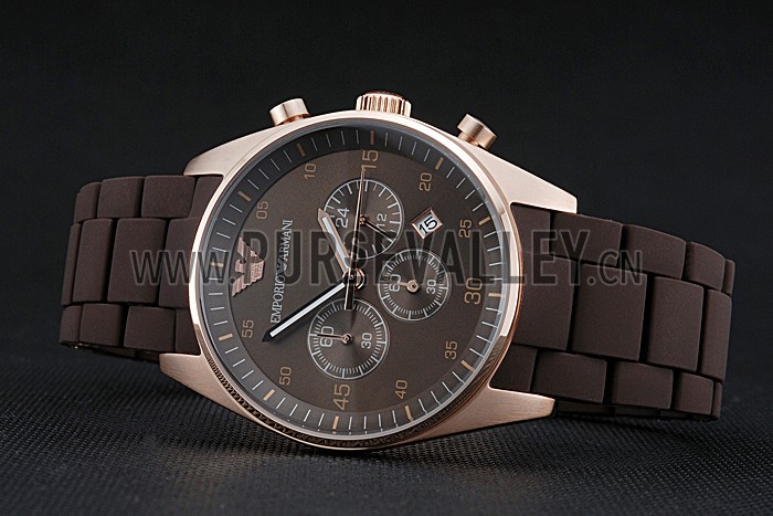 Emporio Armani Sportivo Chronograph Brown Dial Gold Case Brown Bracelet 622346