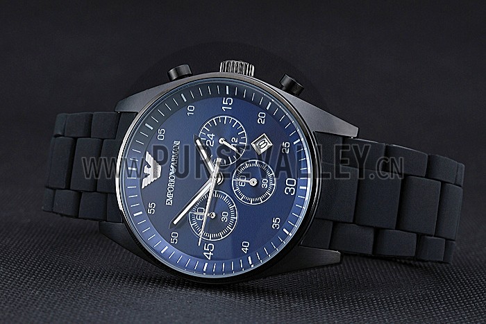 Emporio Armani Sportivo Chronograph Blue Dial Ion-plated Case Black Bracelet 622347