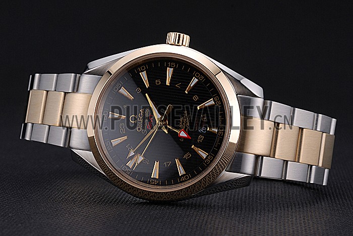 Omega Seamaster Planet Ocean GMT Black Dial Two Tone Band 622396